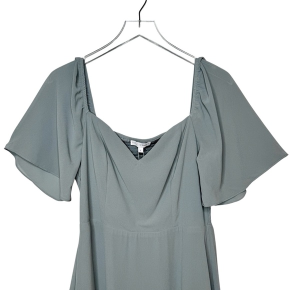 NEW Baltic Born Colette Dusty Blue Sweetheart Smocked Back Midi Dress Sz L - Picture 6 of 13